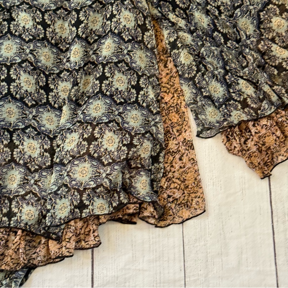 Free People Gabi Tunic Top size small black tan ruffles NEW - Picture 3 of 14